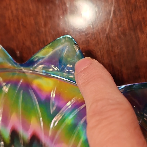 Midcentury Carnival glass cake plate - Picture 2 of 3